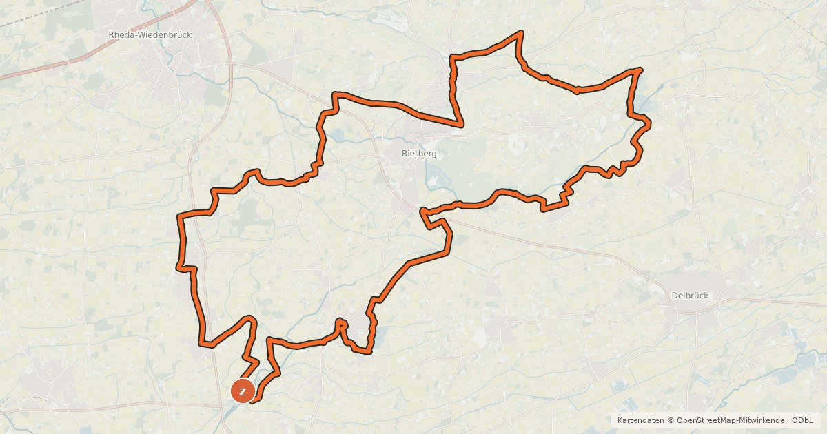 Kartenübersicht der Radroute Fröhliche Landpartie