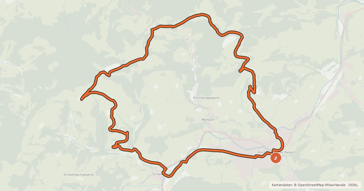 Kartenübersicht der Radroute Fronberg- Luft - Route