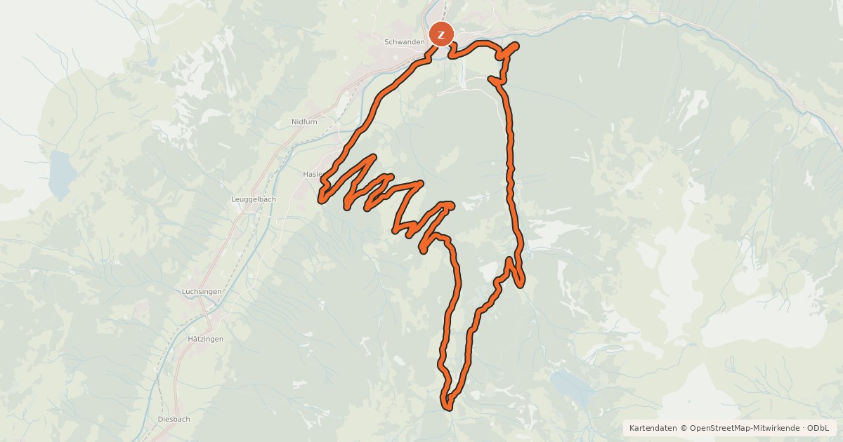 Kartenübersicht der Radroute Fryberg Bike