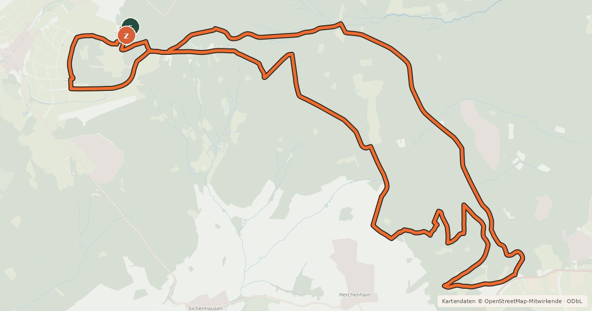 Kartenübersicht der Radroute Fuchs-Trail