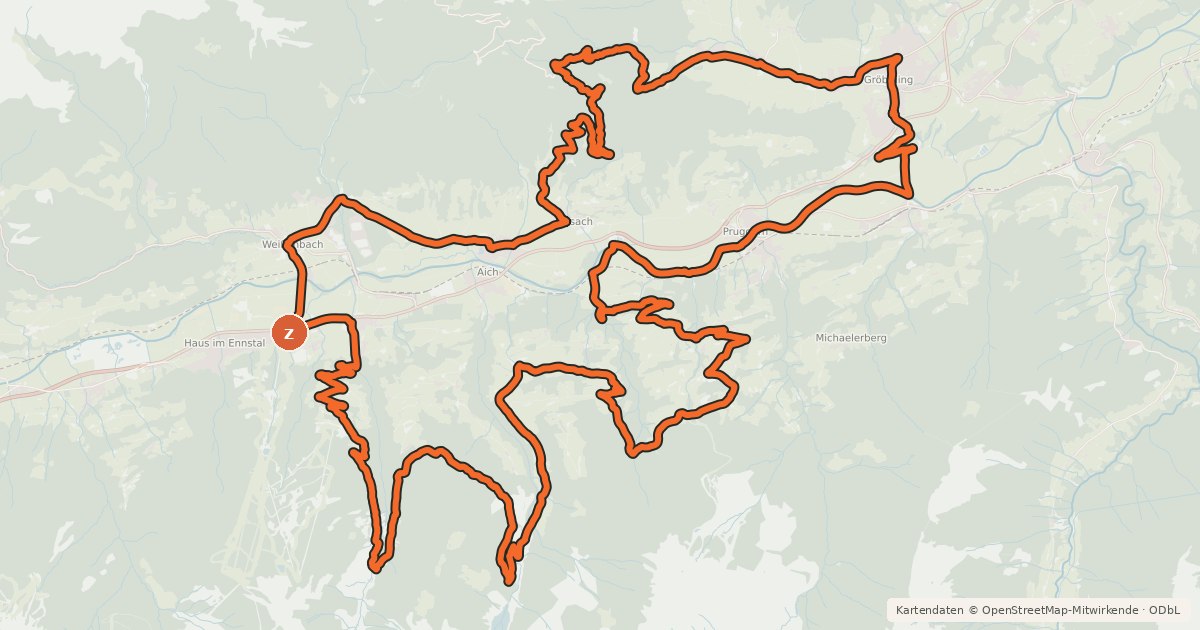 Kartenübersicht der Radroute Fünf Berge Runde