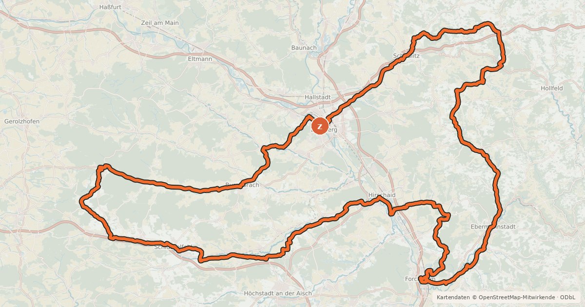 Kartenübersicht der Radroute Fürstbischöfliche Radtour