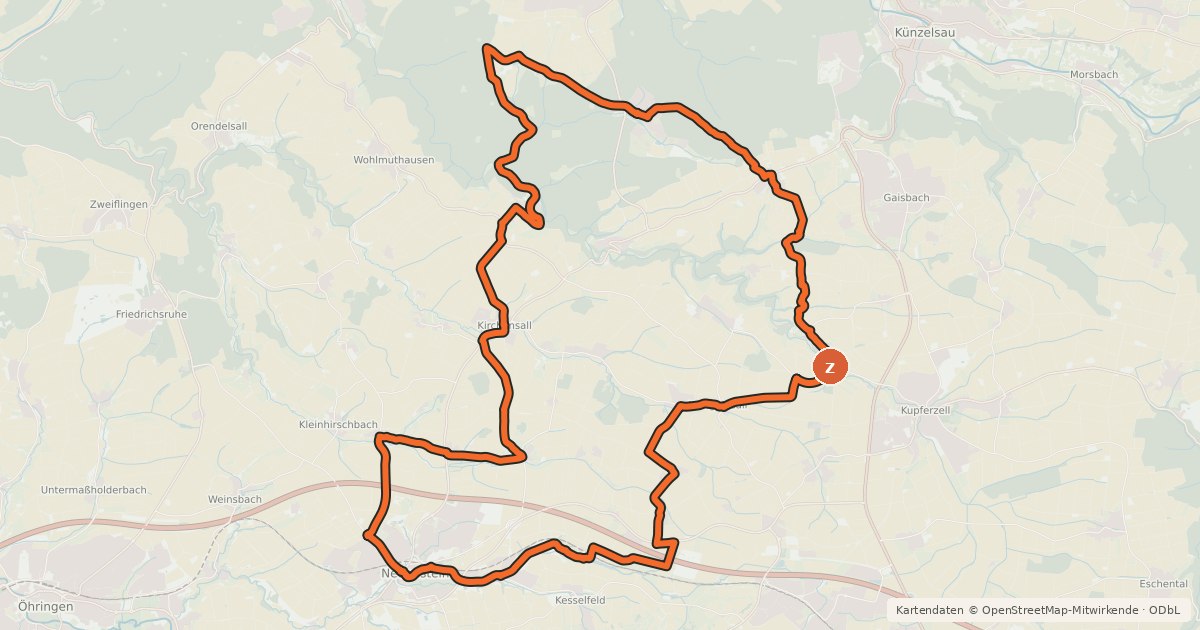 Kartenübersicht der Radroute Fürsten-Tour