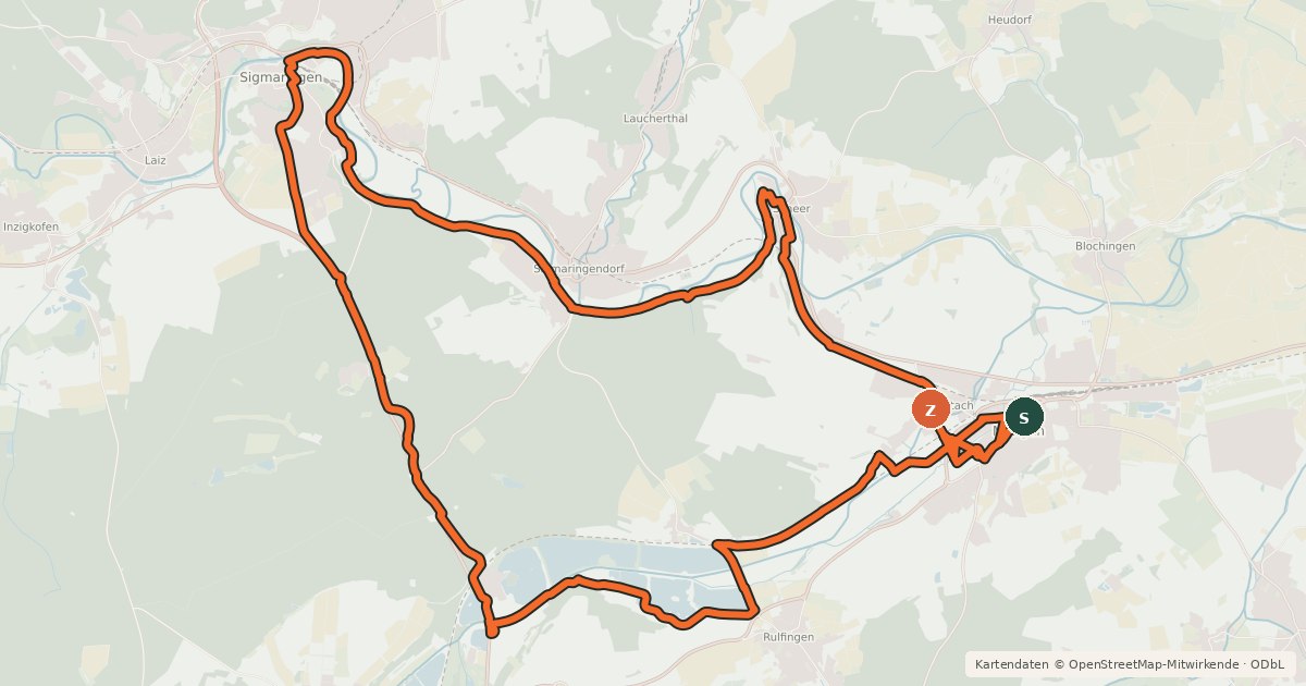Kartenübersicht der Radroute Fuhrmannstour 2