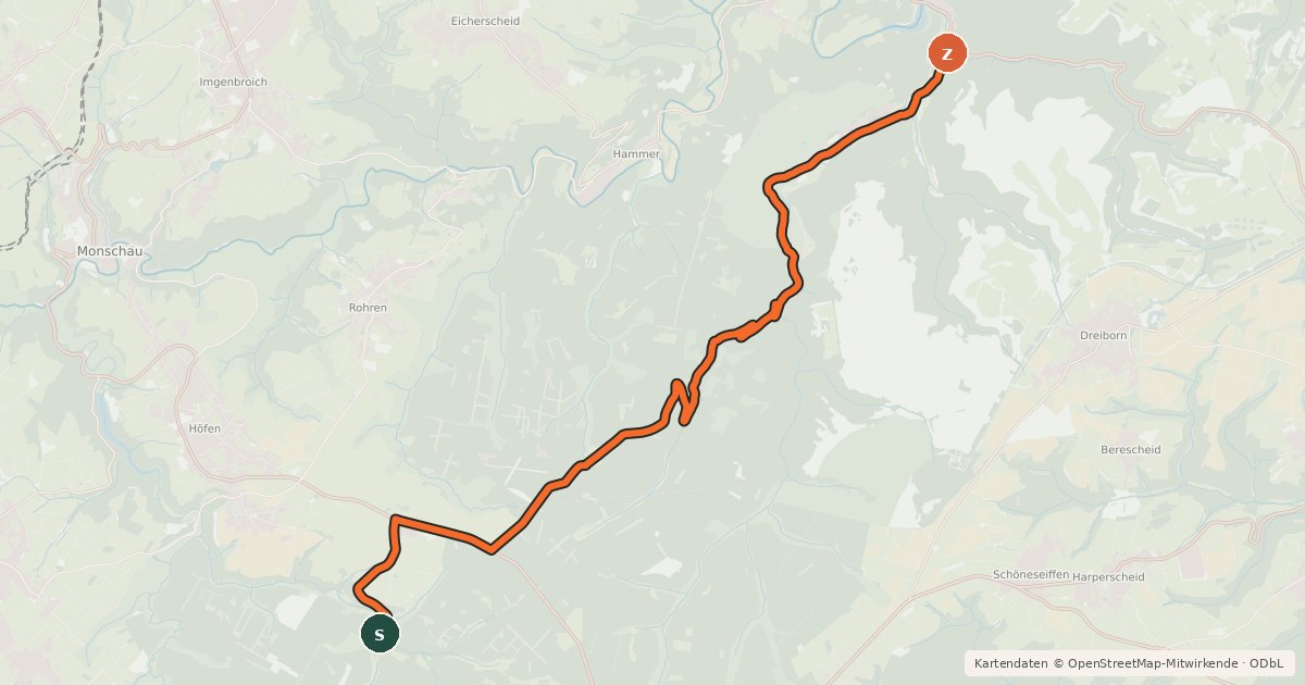 Kartenübersicht der Radroute Fuhrtsbach (04) - Einruhr (82)