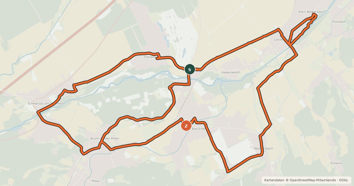 Kartenübersicht der Radroute g'sunder Radweg