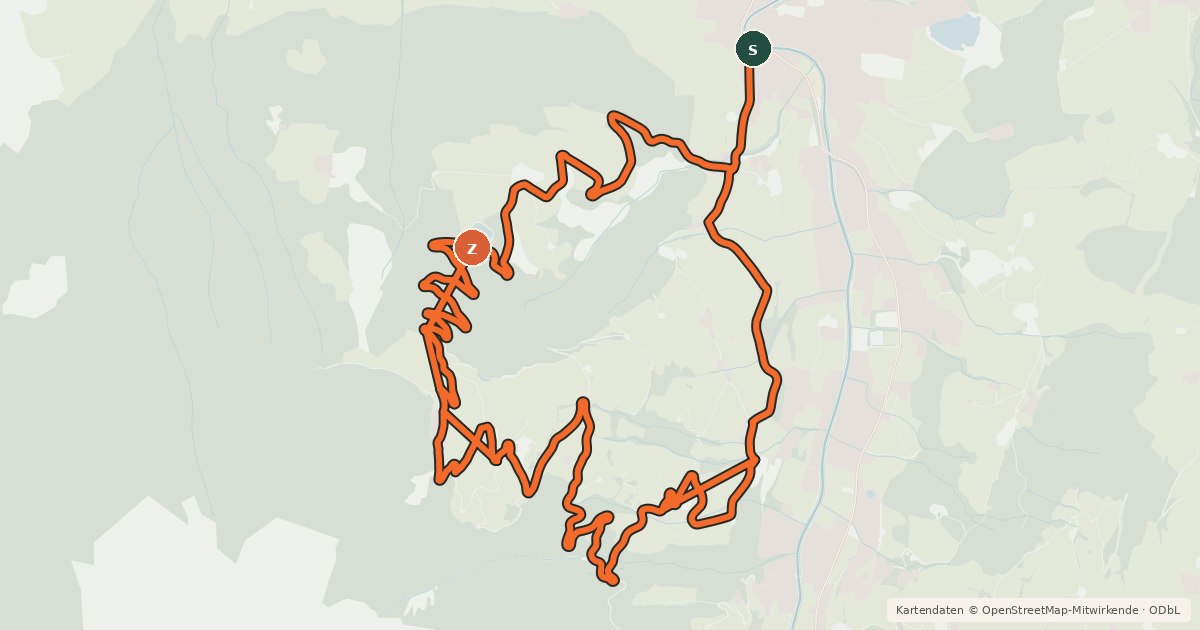 Kartenübersicht der Radroute Gaisberg