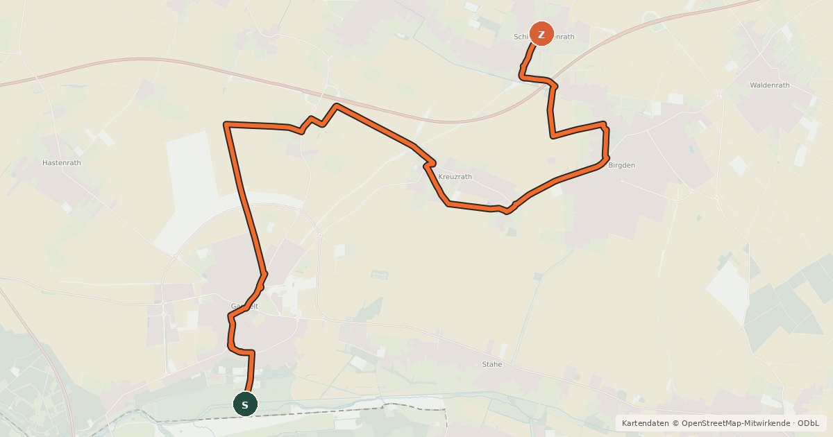 Kartenübersicht der Radroute Gangelt (51) - Gangelt (56)