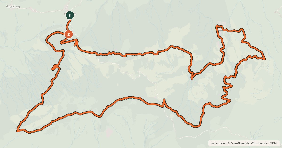 Kartenübersicht der Radroute Gantrisch Königsroute