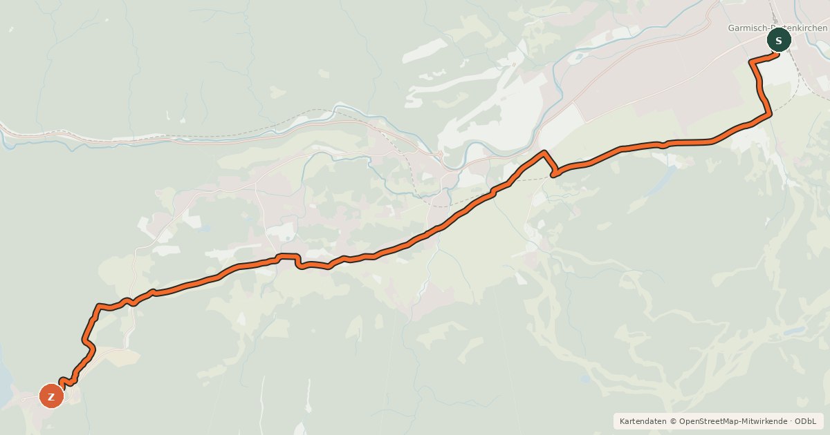 Kartenübersicht der Radroute Garmisch-Partenkirchen - Eibsee
