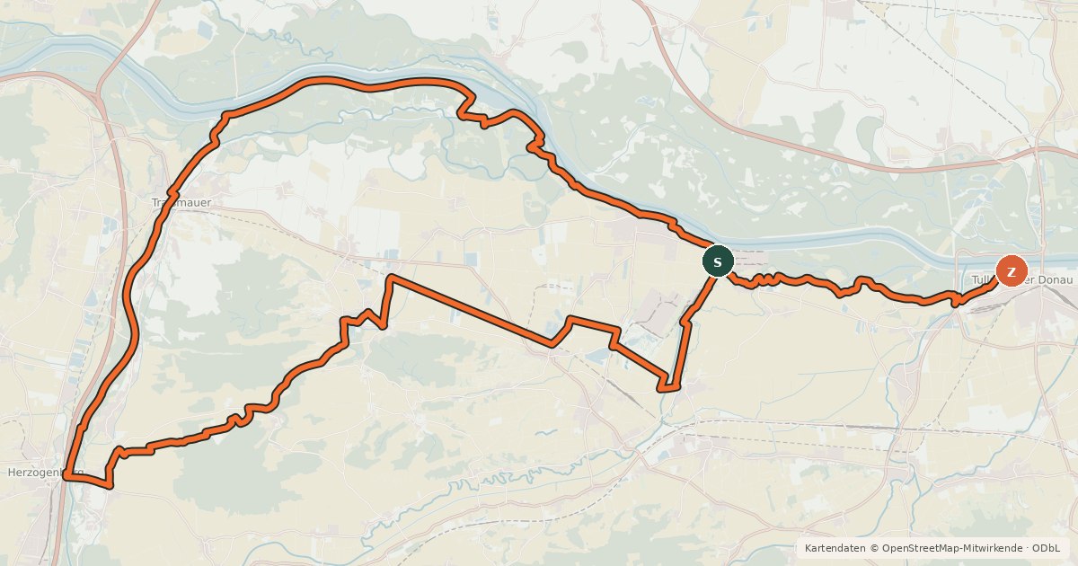 Kartenübersicht der Radroute Gartenradtour - Pappeltour