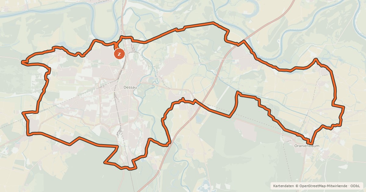 Kartenübersicht der Radroute Gartenreichtour Fürst Franz