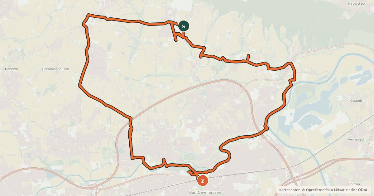 Kartenübersicht der Radroute Gastro-Tour
