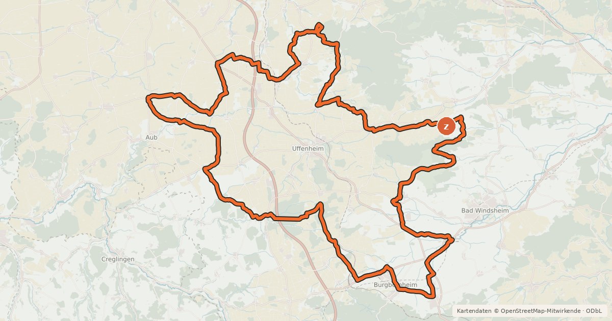 Kartenübersicht der Radroute Gau- und Höhenweg Westroute