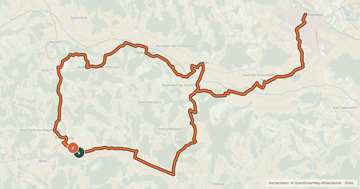 Kartenübersicht der Radroute Gaumenfreuden-Tour