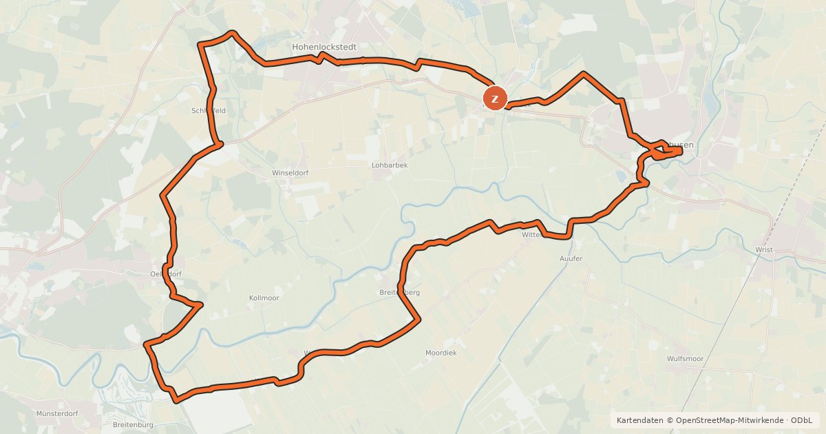 Kartenübersicht der Radroute Geest-Marsch-Tour