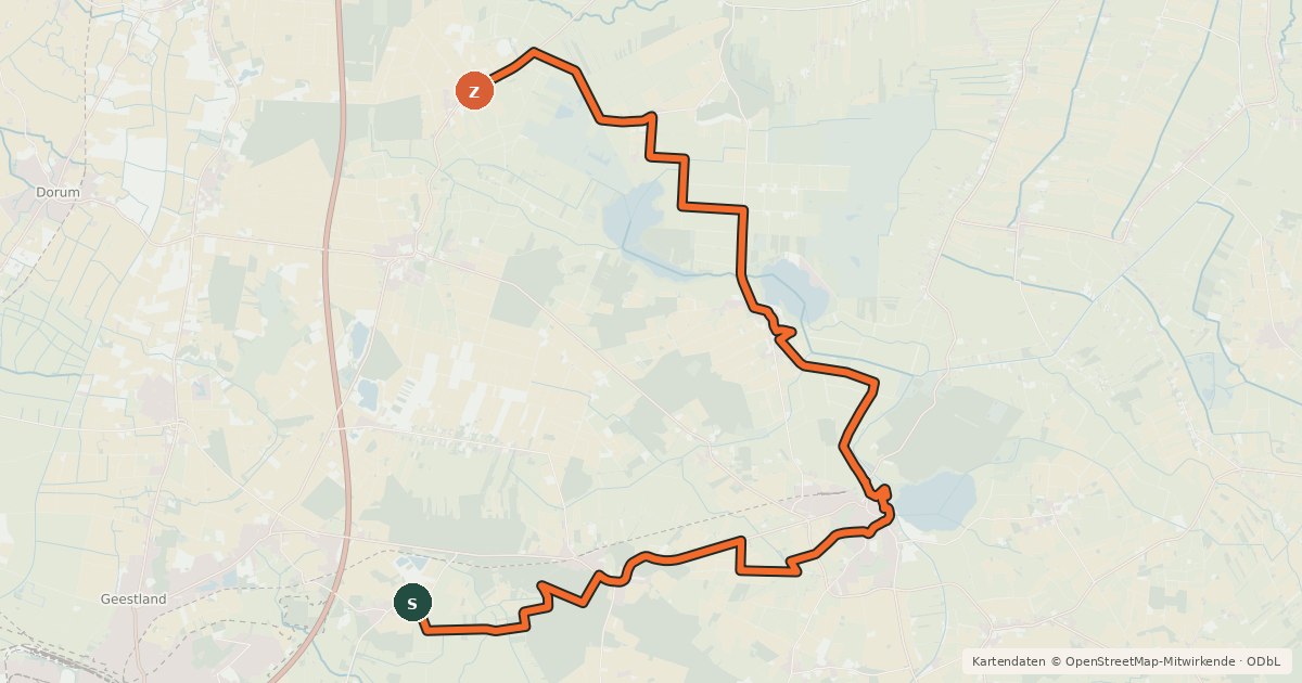 Kartenübersicht der Radroute Geestland