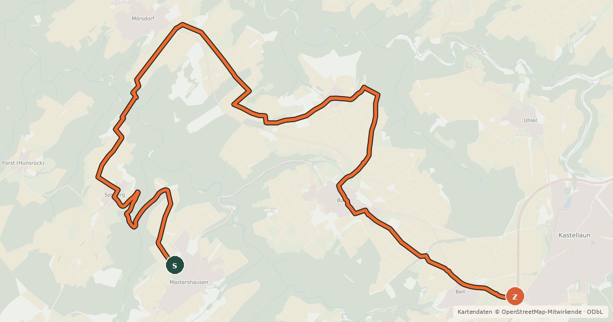 Kartenübersicht der Radroute Geierlay-Radweg