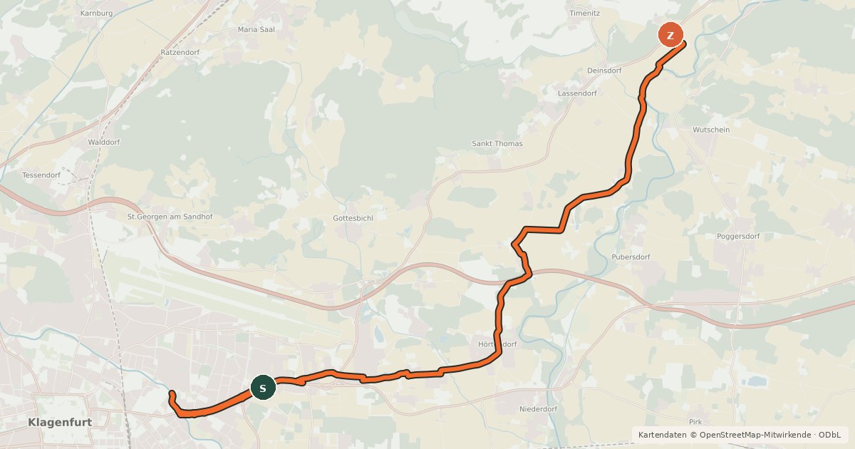 Kartenübersicht der Radroute Geiersdorfer Radweg