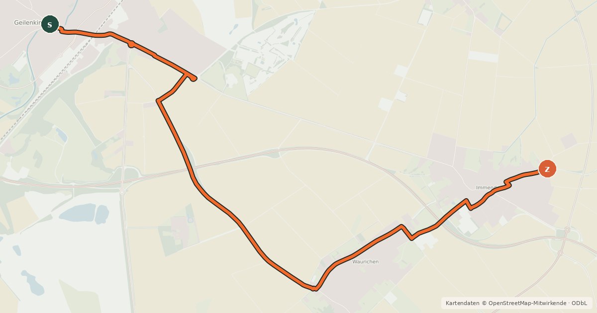 Kartenübersicht der Radroute Geilenkirchen (01) - Geilenkirchen (07)