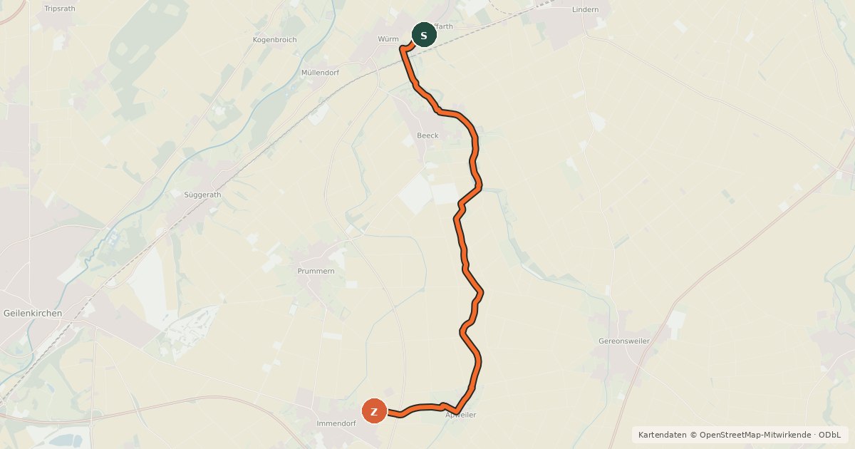 Kartenübersicht der Radroute Geilenkirchen (06) - Geilenkirchen (07)