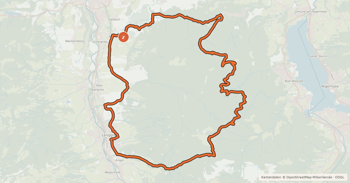 Kartenübersicht der Radroute Geißach - Richtung Marienstein - Aueralm