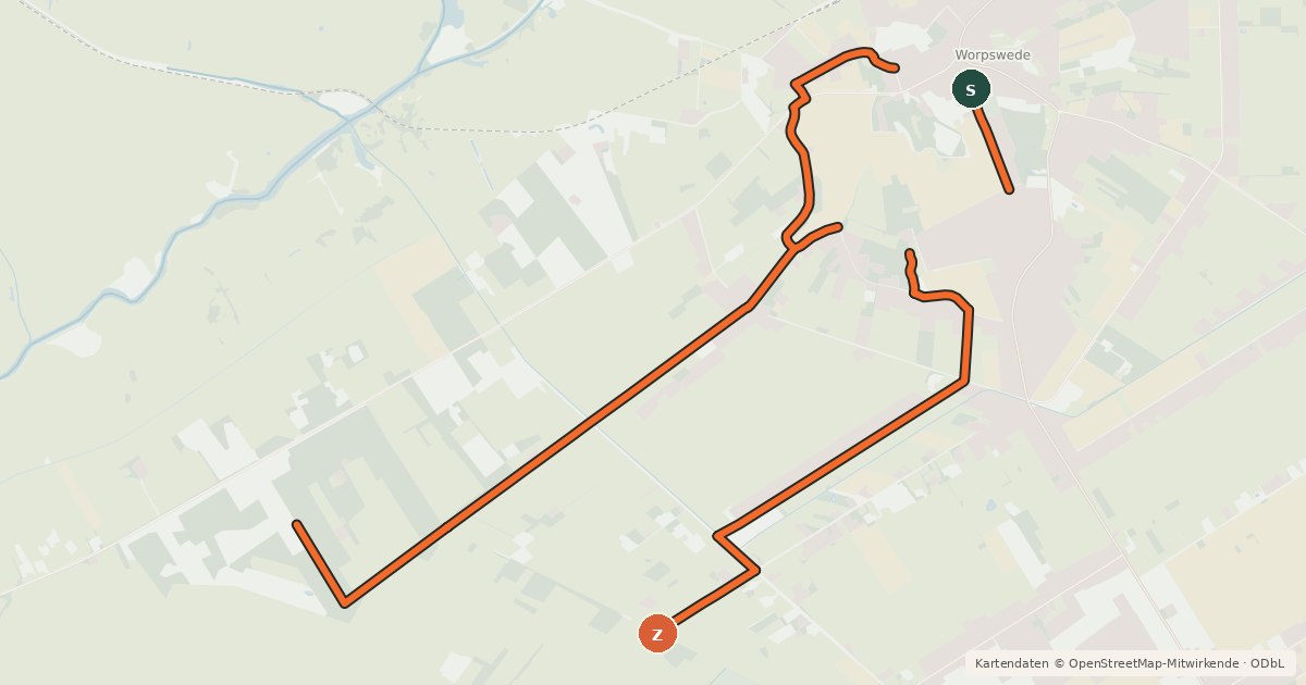 Kartenübersicht der Radroute Gelbe Route