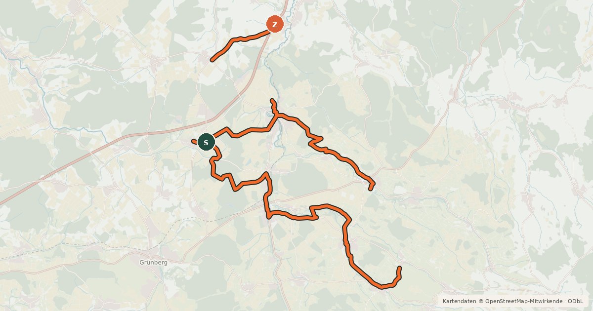 Kartenübersicht der Radroute Gelbes Wappen?
