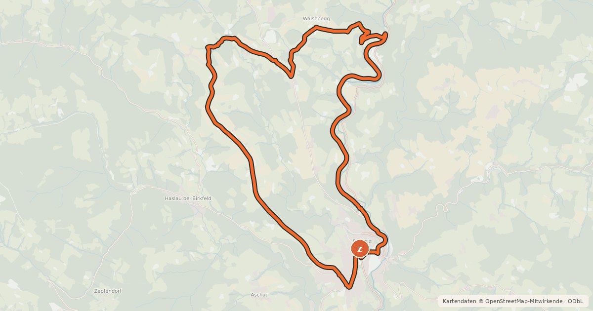 Kartenübersicht der Radroute Genuss Tour rund um Birkfeld