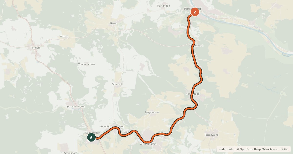 Kartenübersicht der Radroute GeoRadweg Altmühltal Schambachtal