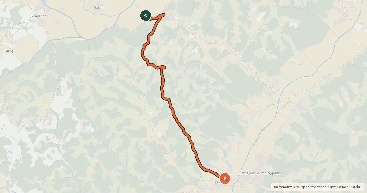 Kartenübersicht der Radroute Georgenbergradweg