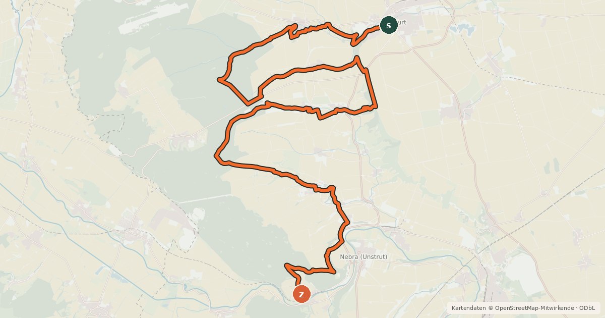 Kartenübersicht der Radroute Geotrail