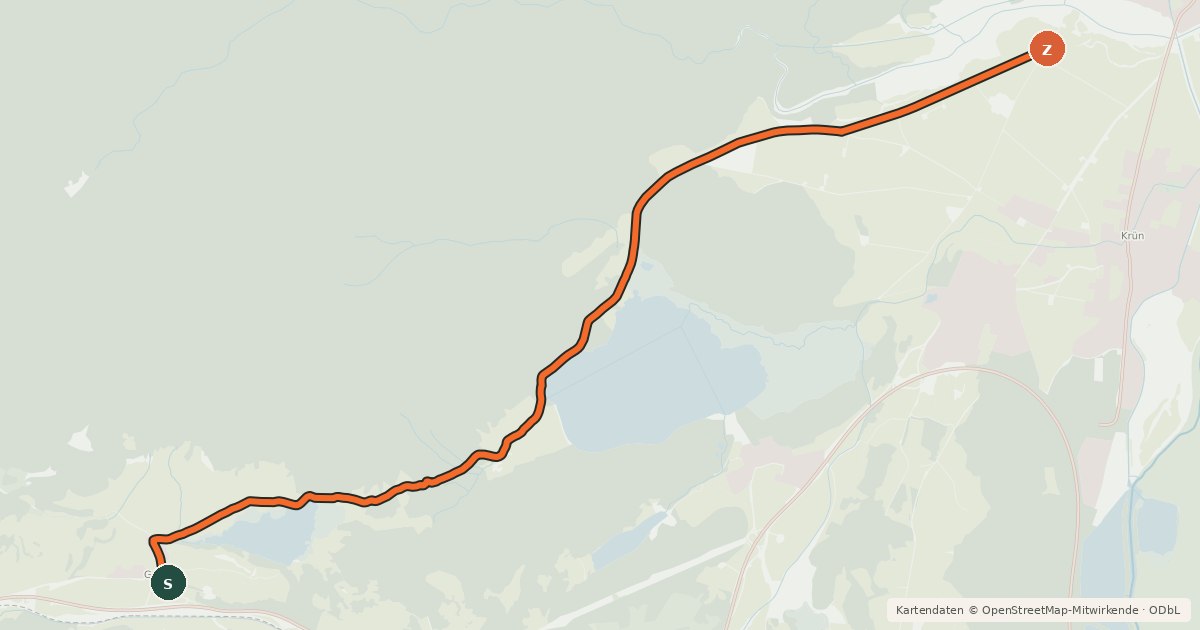 Kartenübersicht der Radroute Gerold - Wallgau
