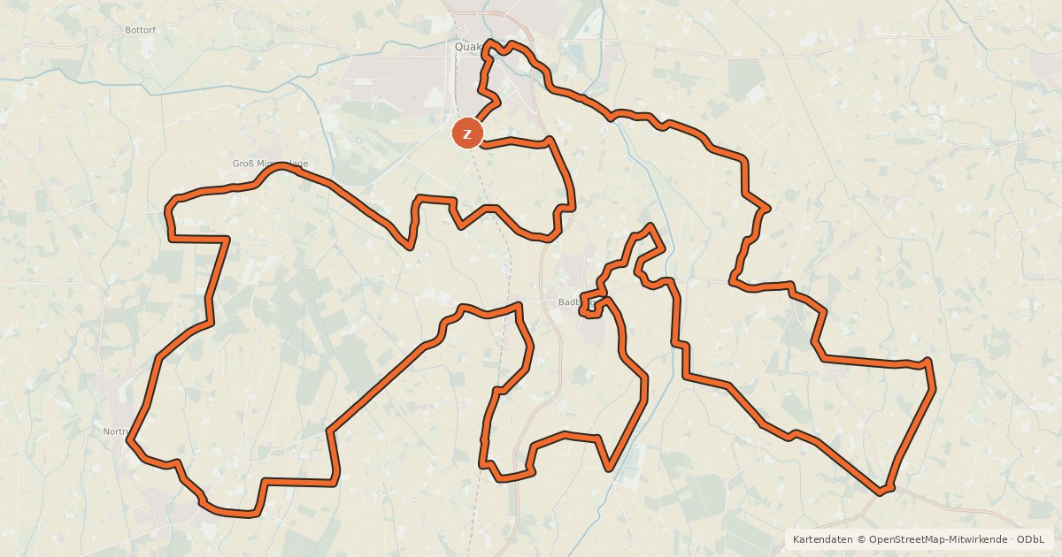 Kartenübersicht der Radroute Giebeltour