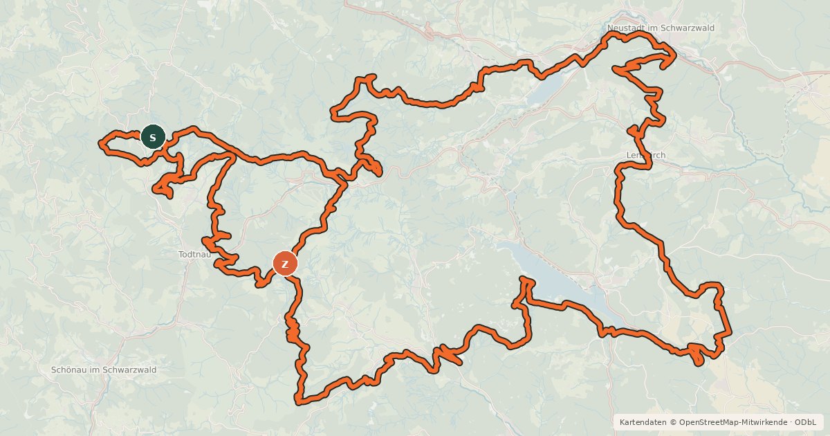 Kartenübersicht der Radroute Gipfeltrail Hochschwarzwald