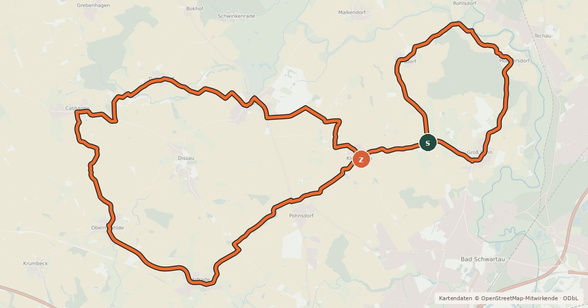 Kartenübersicht der Radroute Giro-Parin-Tour