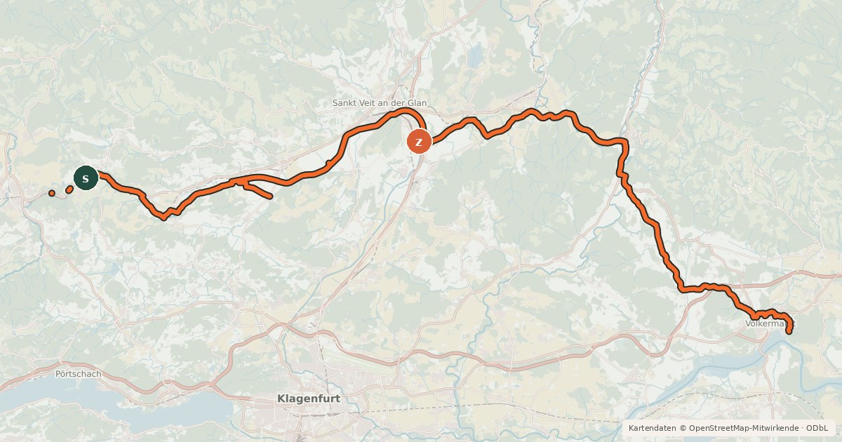 Kartenübersicht der Radroute Glan-Gurkweg