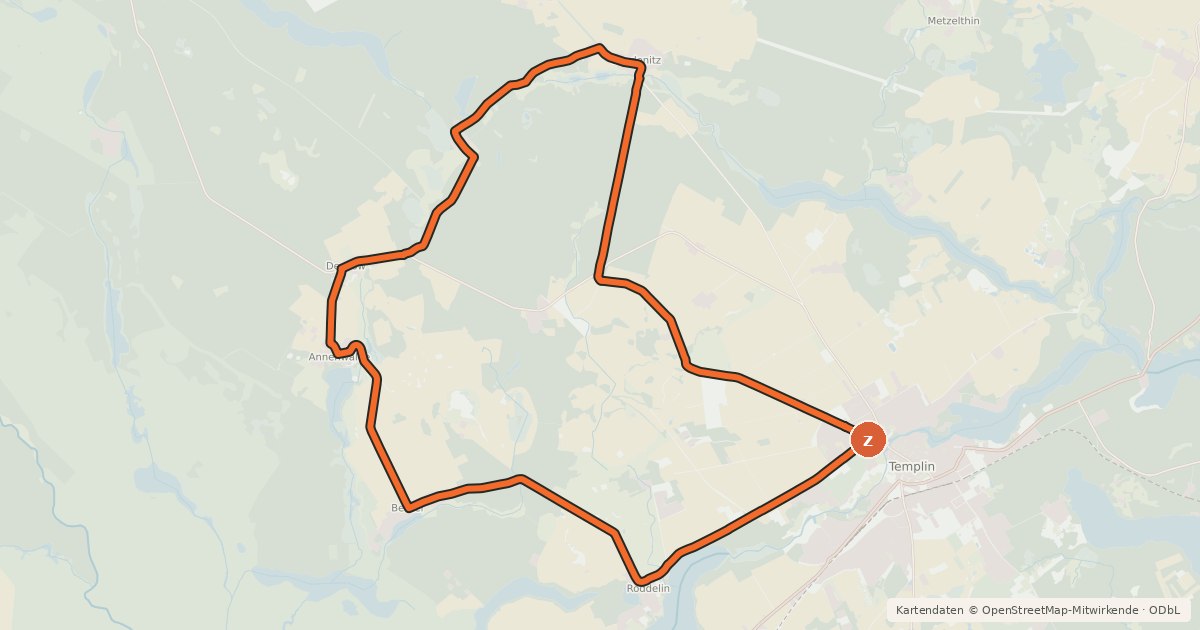 Kartenübersicht der Radroute Glashüttentour