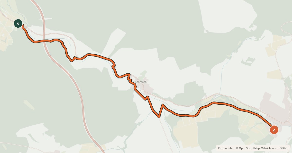 Kartenübersicht der Radroute Gleental-Tour
