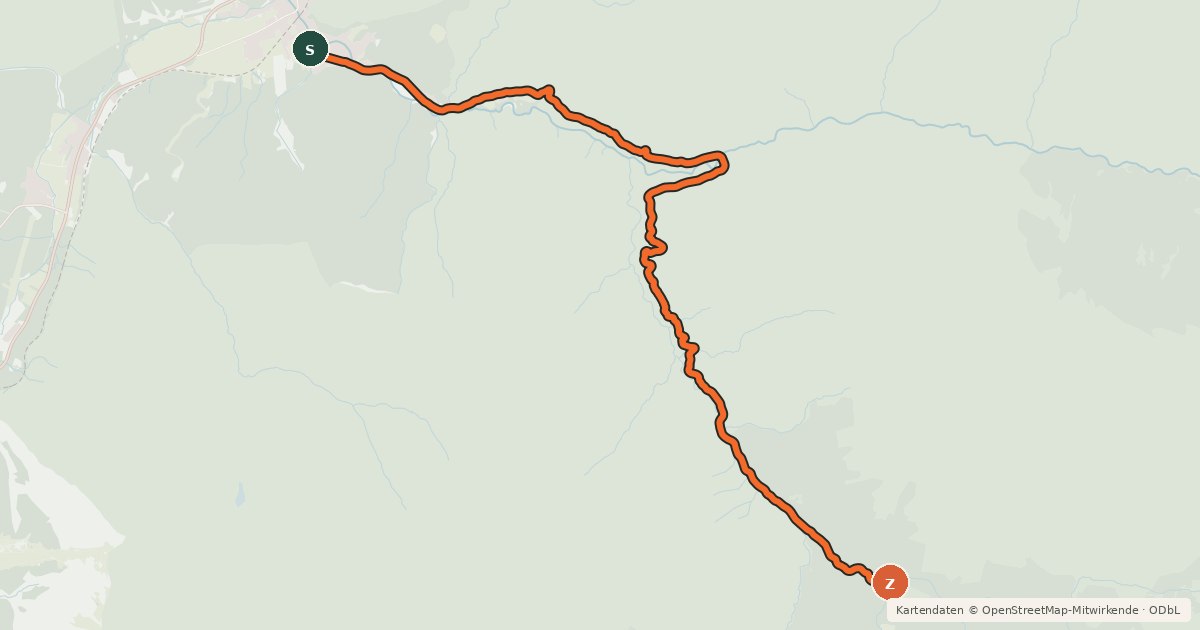 Kartenübersicht der Radroute Gleitschtal - Möslalm