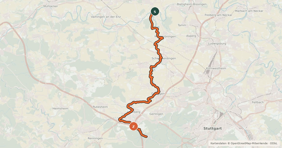 Kartenübersicht der Radroute Glemsmühlenweg