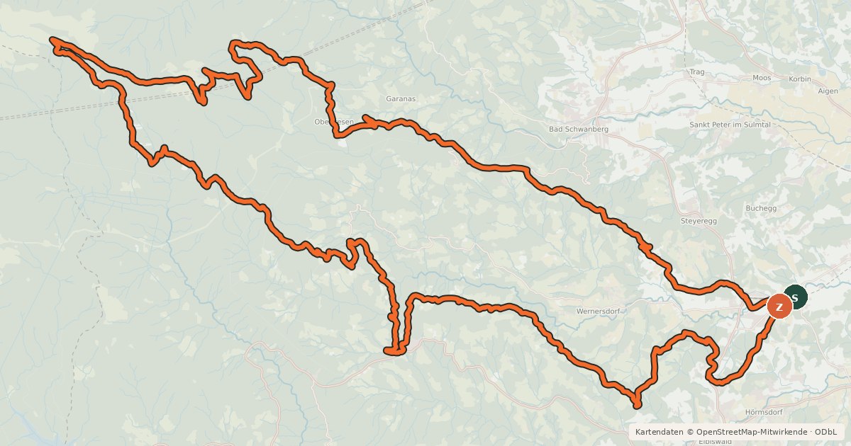 Kartenübersicht der Radroute Glitz-Alm-Tour (Wies)
