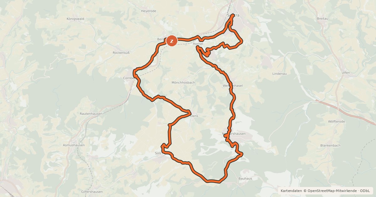 Kartenübersicht der Radroute Glück-auf-Radweg
