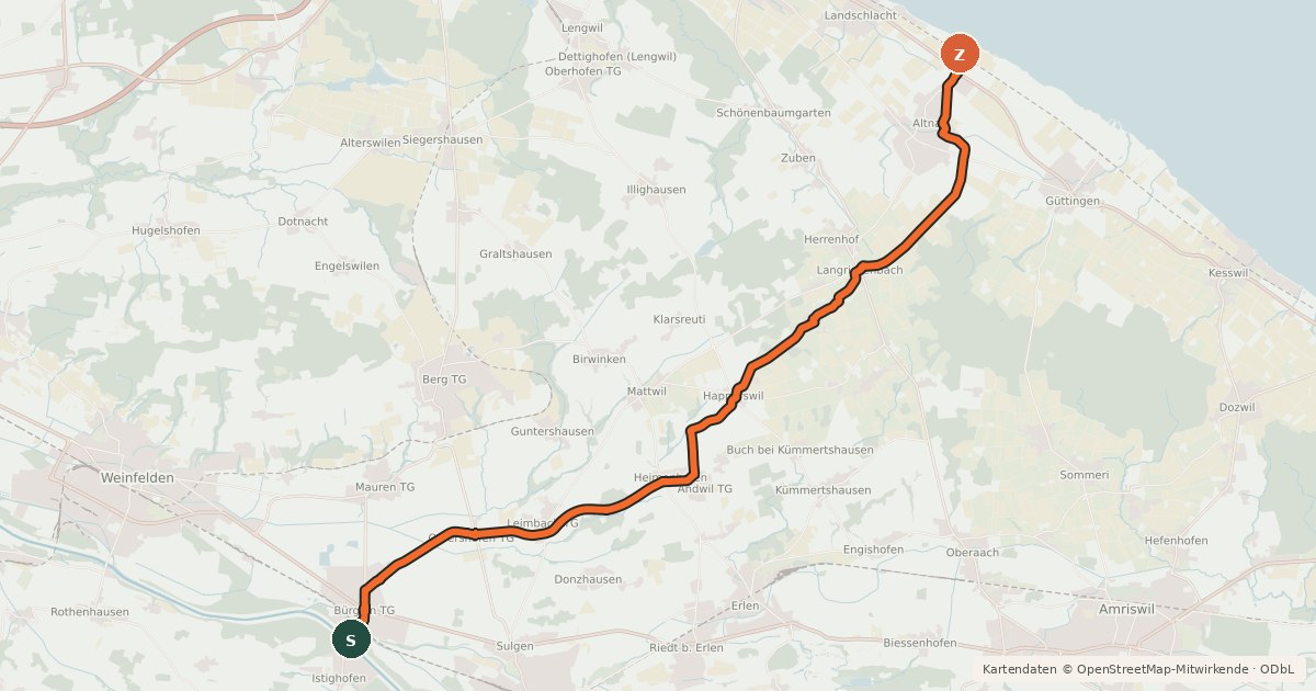 Kartenübersicht der Radroute Gögelland-Route