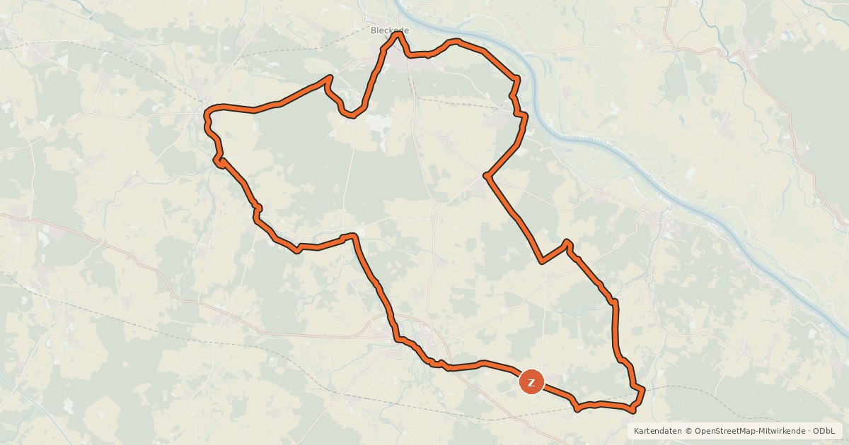 Kartenübersicht der Radroute Göhrde-Neetze-Tour