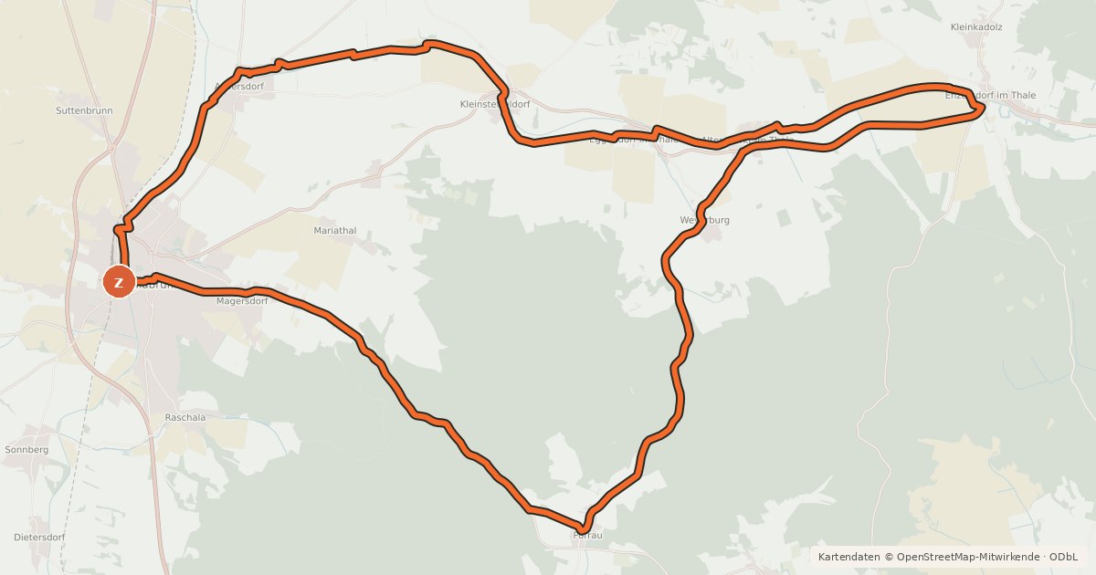Kartenübersicht der Radroute Göllersbachtal-Radweg