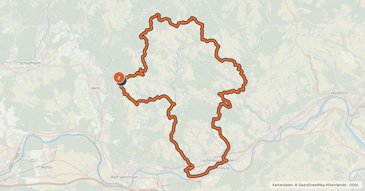 Kartenübersicht der Radroute Görwihl - Genussradeln mit Alpenpanorama