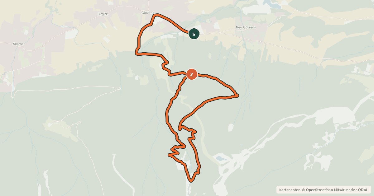 Kartenübersicht der Radroute Götzner Alm