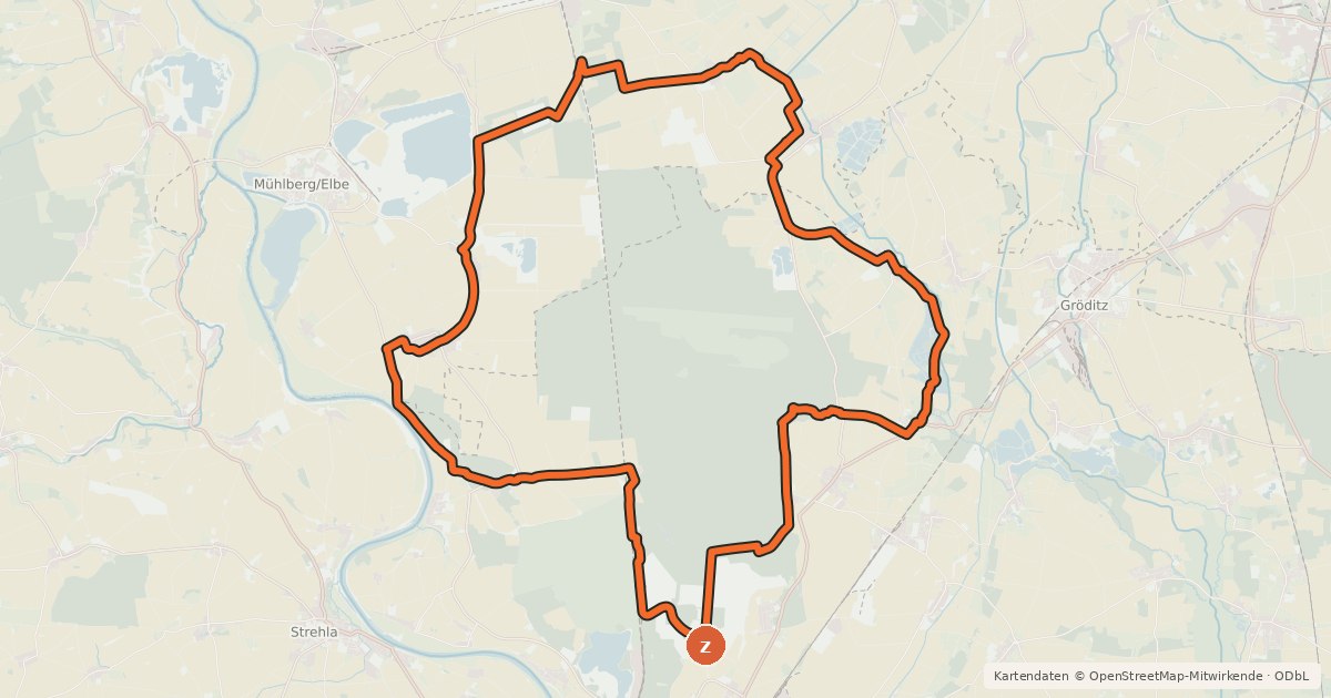 Kartenübersicht der Radroute Gohrischheiderundweg