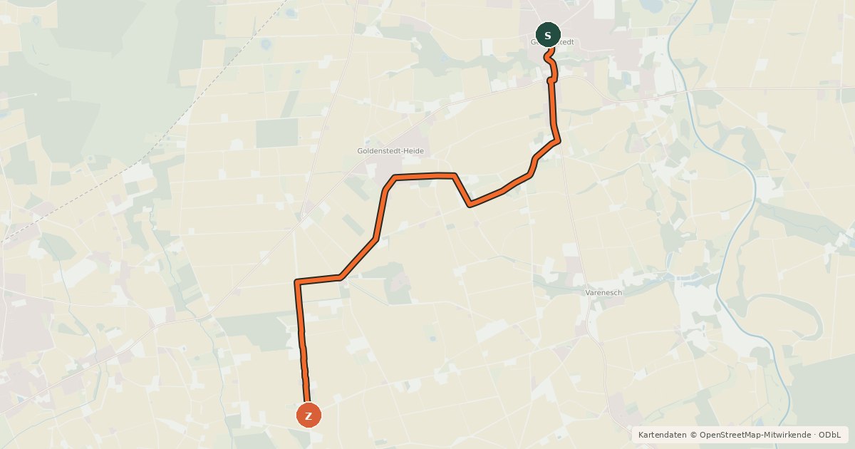 Kartenübersicht der Radroute Goldenstedt (20) - Goldenstedt (35)